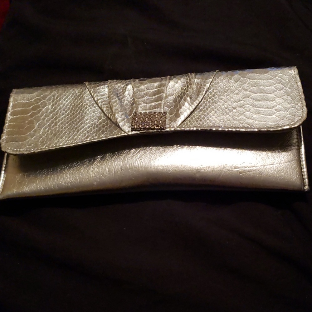 Silver clutch bag